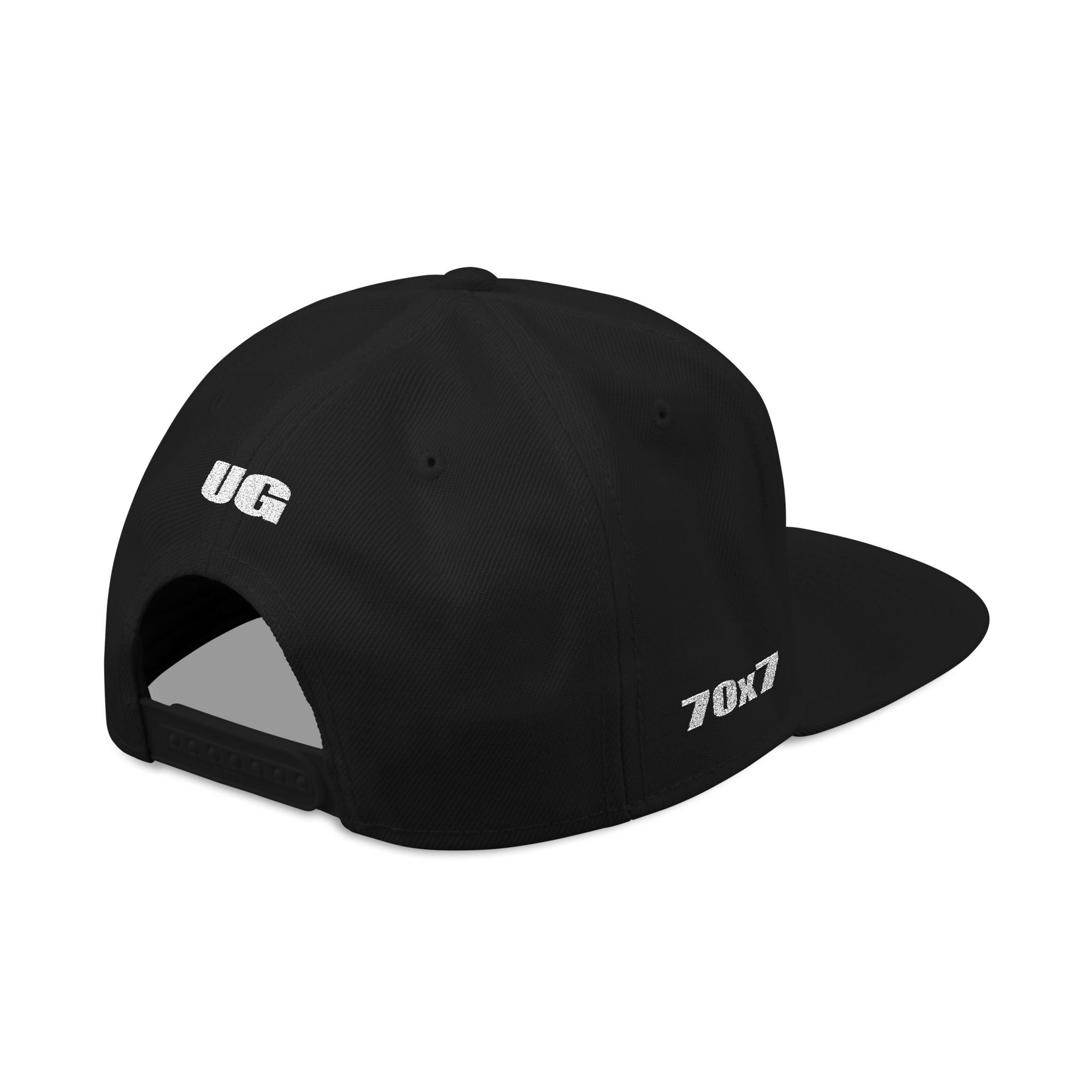 Black cap with 'UG' and '70x7' branding 
