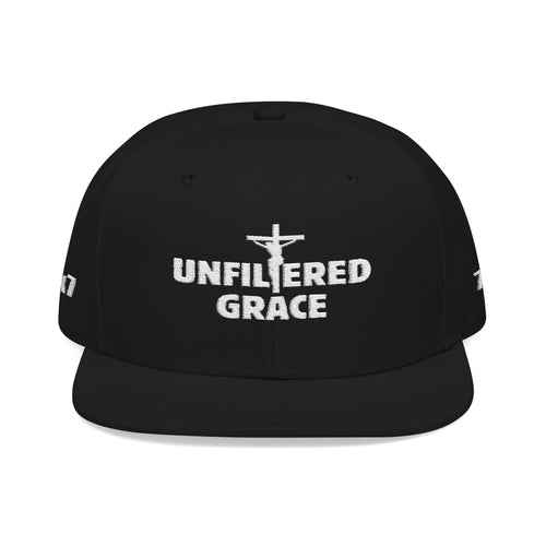 Black cap with 'Unfiltered Grace' text 