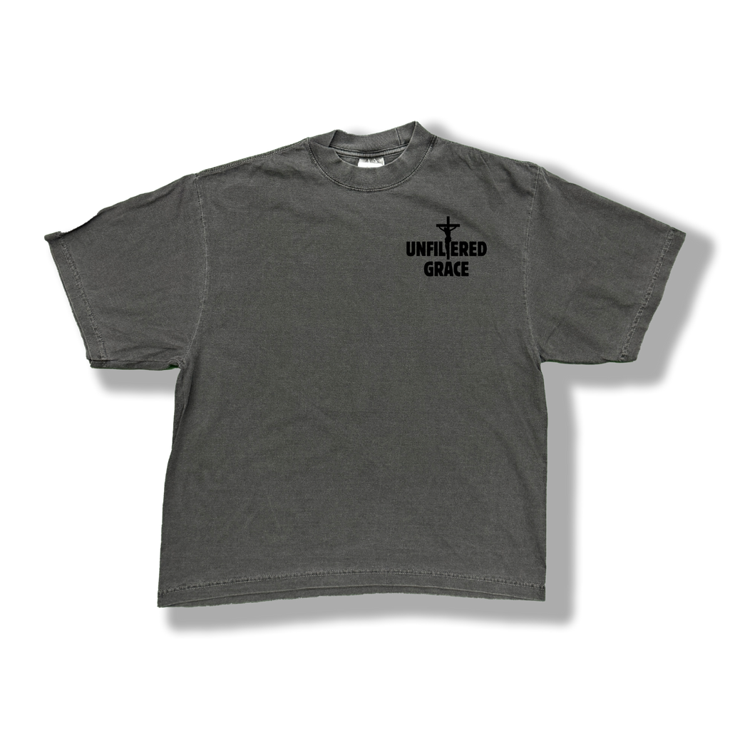 Shadow t-shirt with black 'Unfiltered Grace' logo