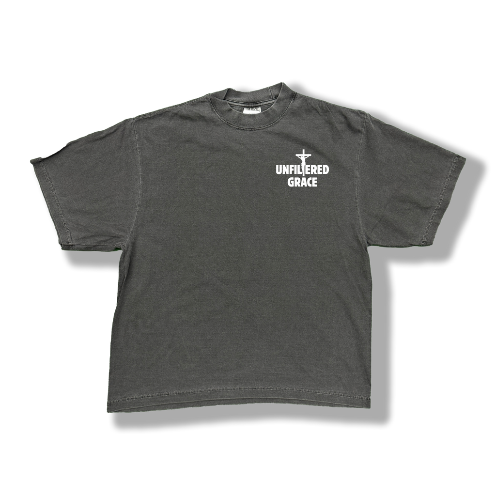 Shadow t-shirt with white 'Unfiltered Grace' logo