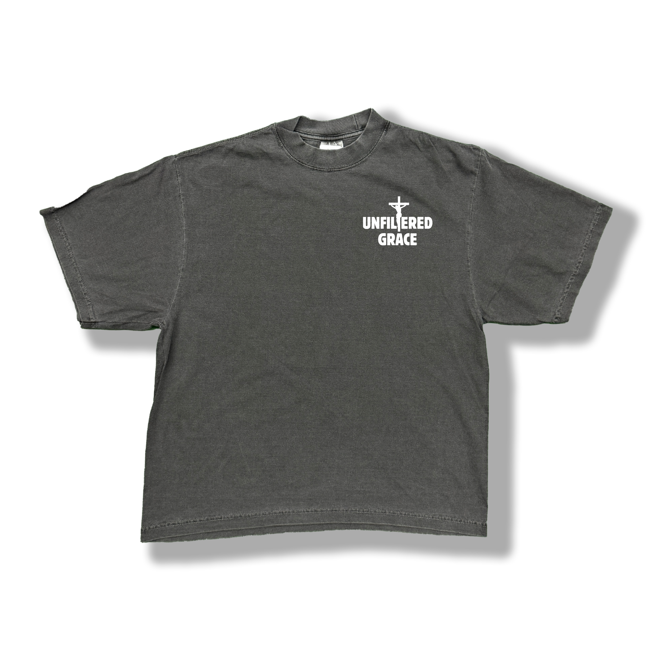 Shadow t-shirt with white 'Unfiltered Grace' logo