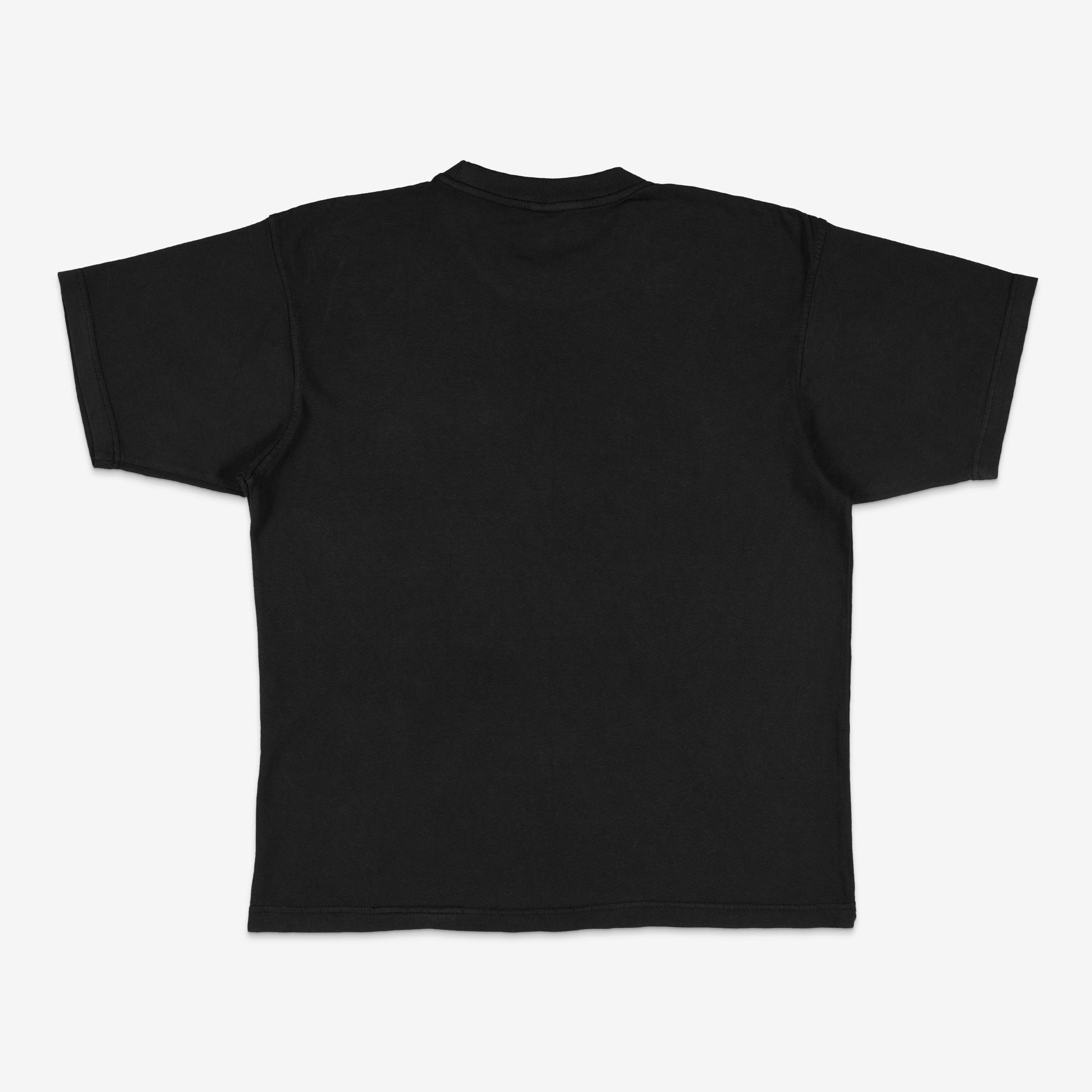 Black t-shirt on a white background